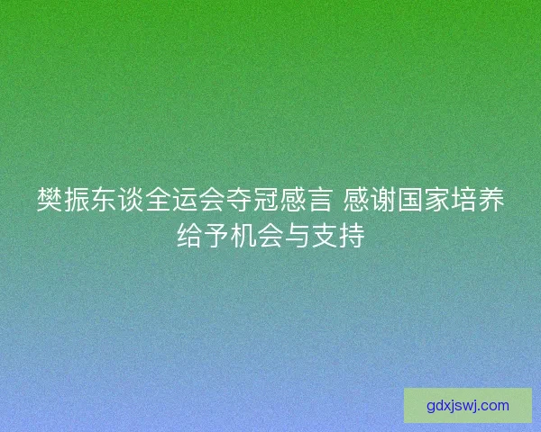 樊振东谈全运会夺冠感言 感谢国家培养给予机会与支持