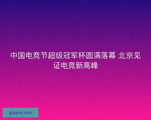 中国电竞节超级冠军杯圆满落幕 北京见证电竞新高峰 中国电竞节超级冠军杯圆满落幕 北京见证电竞新高峰